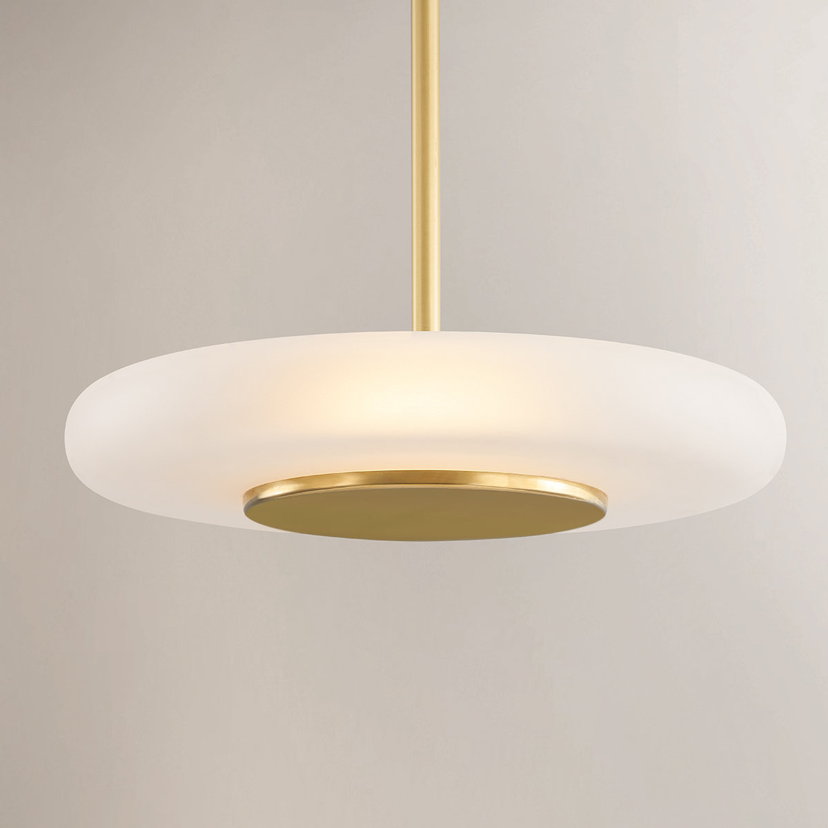 Blyford Dimmable Pendant, Aged Brass, 7.25" H x 15.5" W x 15.5" D