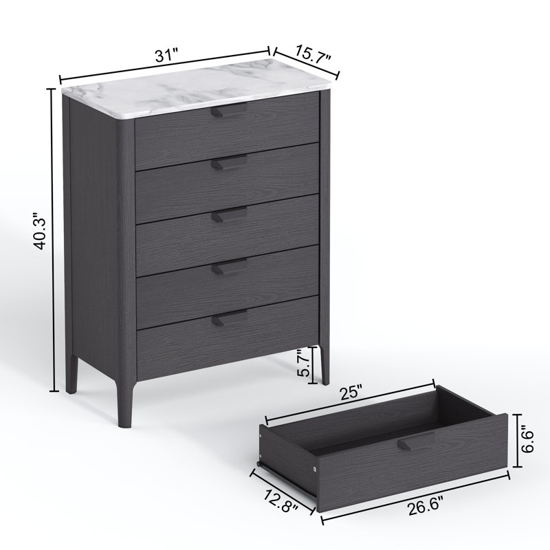 Commode 5 tiroirs l 31,1 po
