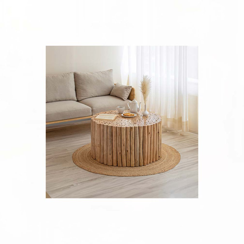Table basse en bois avec base solide, Naturel