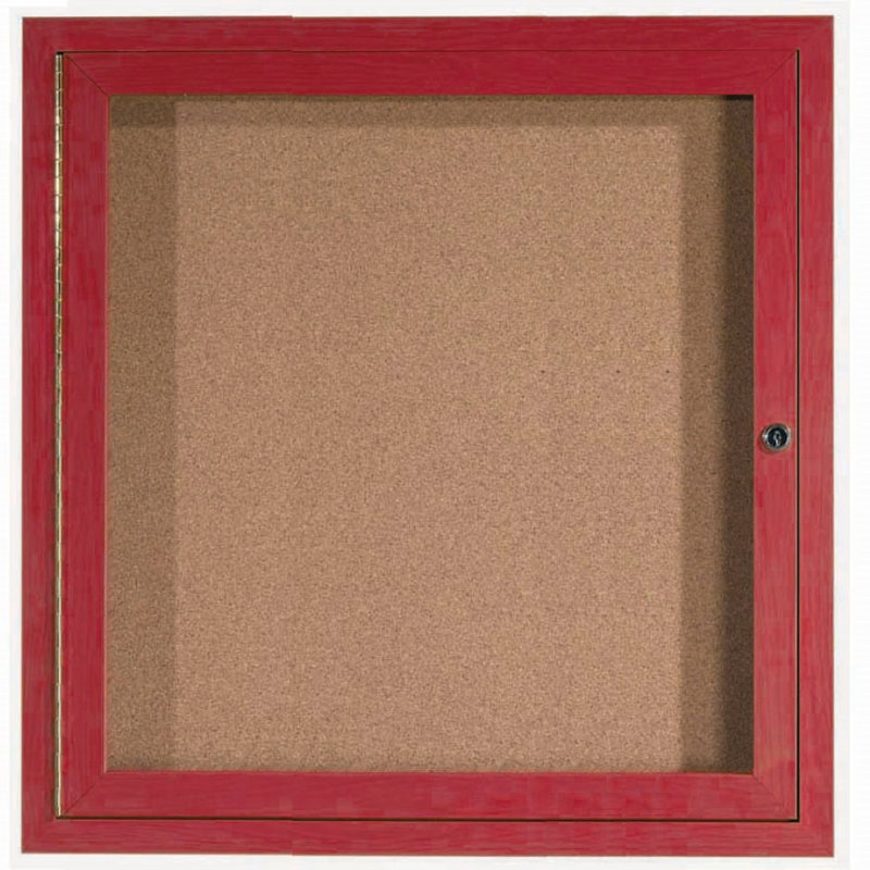Tableau d’affichage mural en aluminium encastré, Bois de cerisier, Un, H 36 po x l 36 po