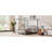 King Size Platform Canopy Bed for Bedroom, Solid Pine Cool Gray Frame With Headboard and Central Support Legs