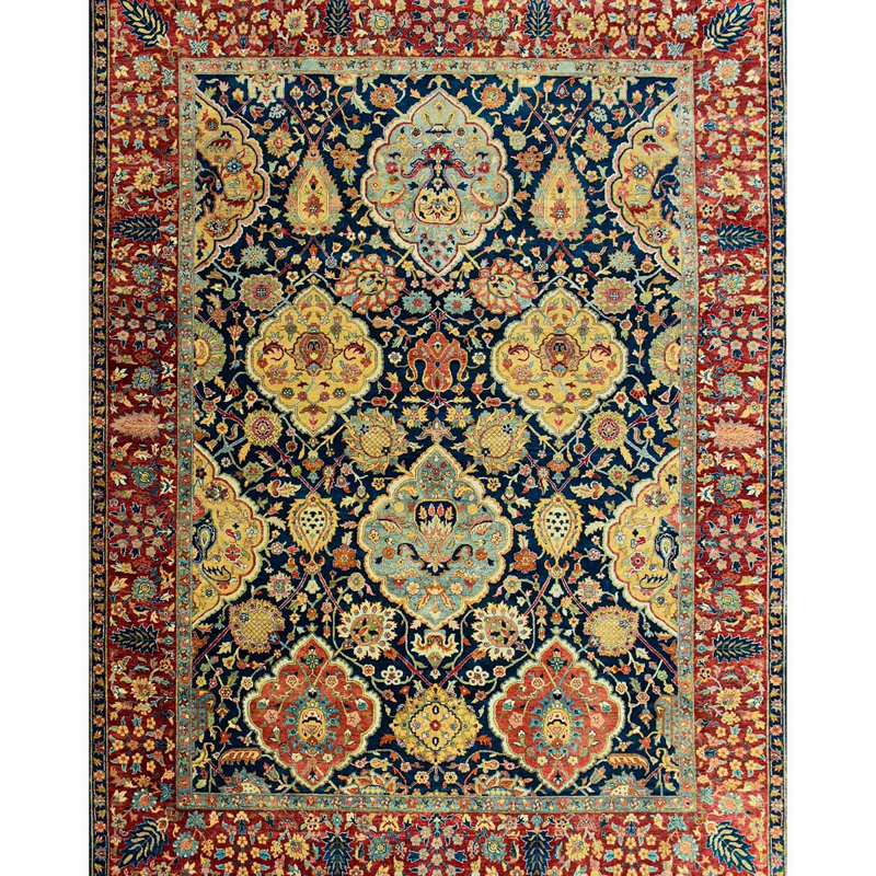 Bakshahesh Wool Oriental Area Rug in Navy/Rust, Rectangle 8' x 10'