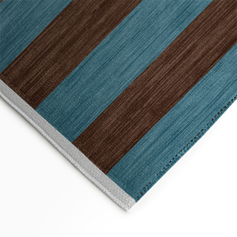 Tapis intérieur / extérieur bleu HorizontalStripes, Rectangle 5 pi x 7 pi