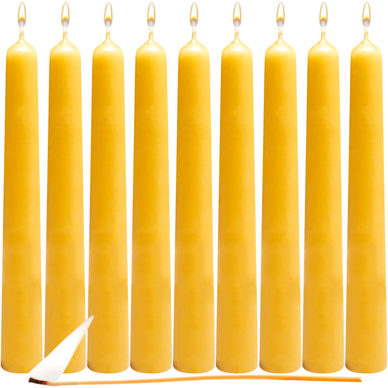 Ensemble de 12 bougies parfumées à la cire d'abeille et au miel, H 9 po x l 3,5 po x P 3,5 po