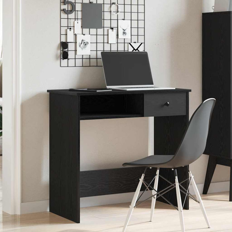 Bureau d'ordinateur rectangulaire en bois d'ingénierie, Noir