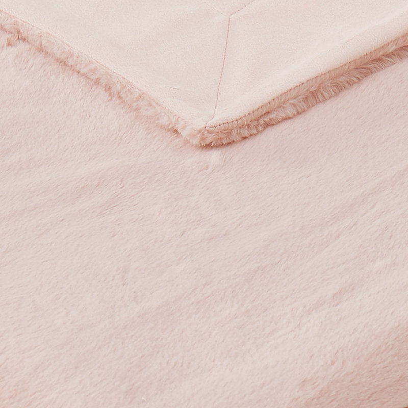 Jeté en fausse fourrure de lapin Vince Camuto, Rosé