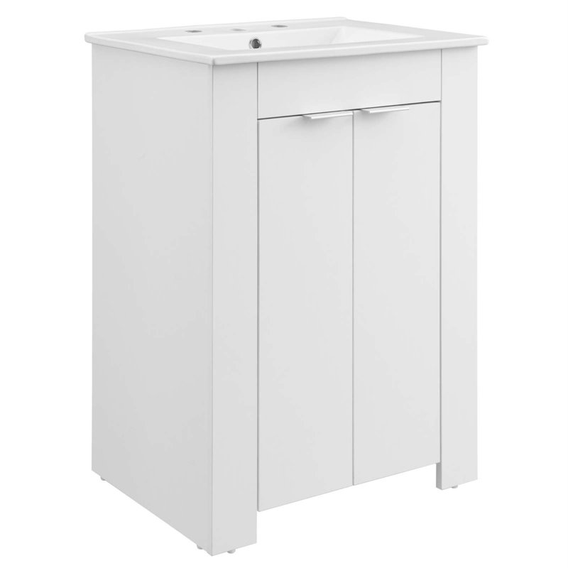 Maybelle 24" Bathroom Vanity by Modway, White, White