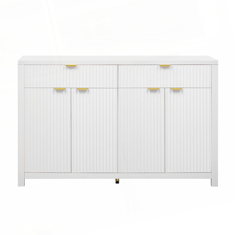 Lateasa Fluted Sideboard with Drawers, Doors & Adjustable Shelves, White