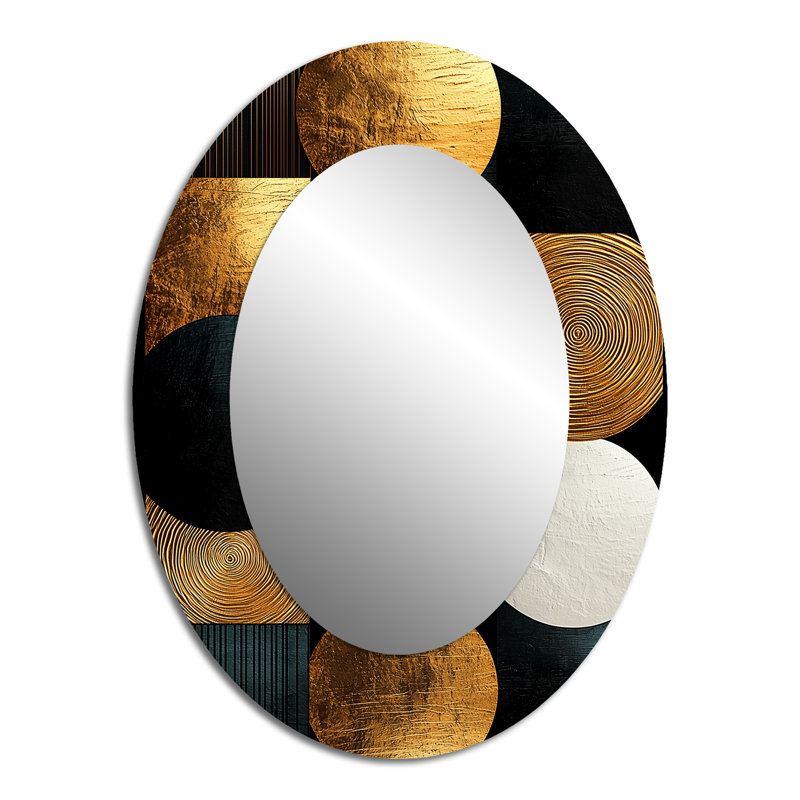 Geometric Art Decor Essential Forms V - Miroir décoratif ovale abstrait sur métal, 40 po x 30 po