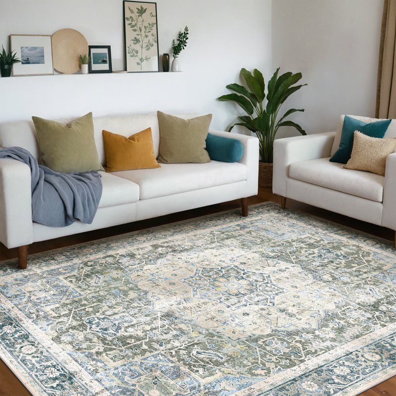 Tapis d'intérieur délavé et antidérapant, Rectangulaire 8 pi x 10 pi