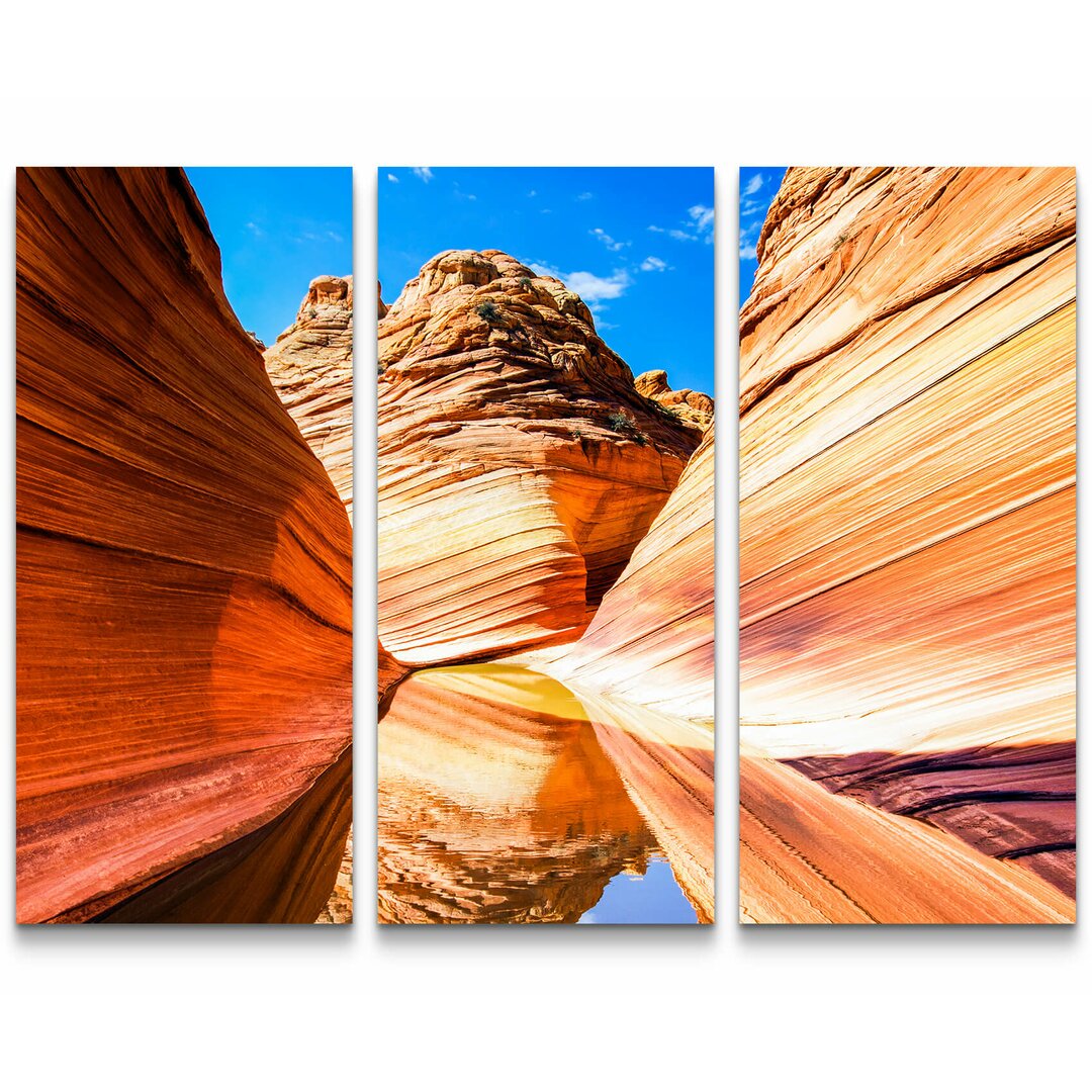 3-tlg. Leinwandbilder-Set Spiegelung des Paria Canyon an einem sonnigen Tag