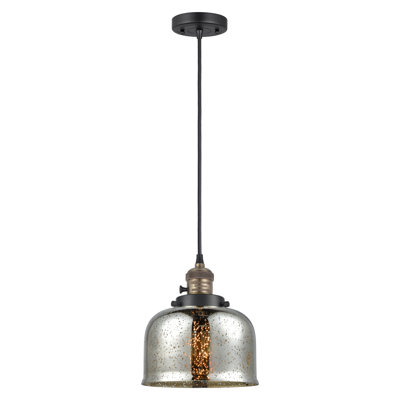 Franklin Restoration - Amberlynn - 1 Light 8" Cord Hung Mini Pendant - On-Off Turn Switch - LED Bulb - Antique Brass Finish - Plated Smoke Shade