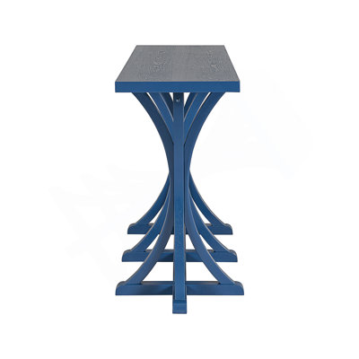 59.8'' Wooden Console Table With Oak Veneer Top And Curved Rubber Wood Legs For Entryway, Living Room, Or Dining Spaces.