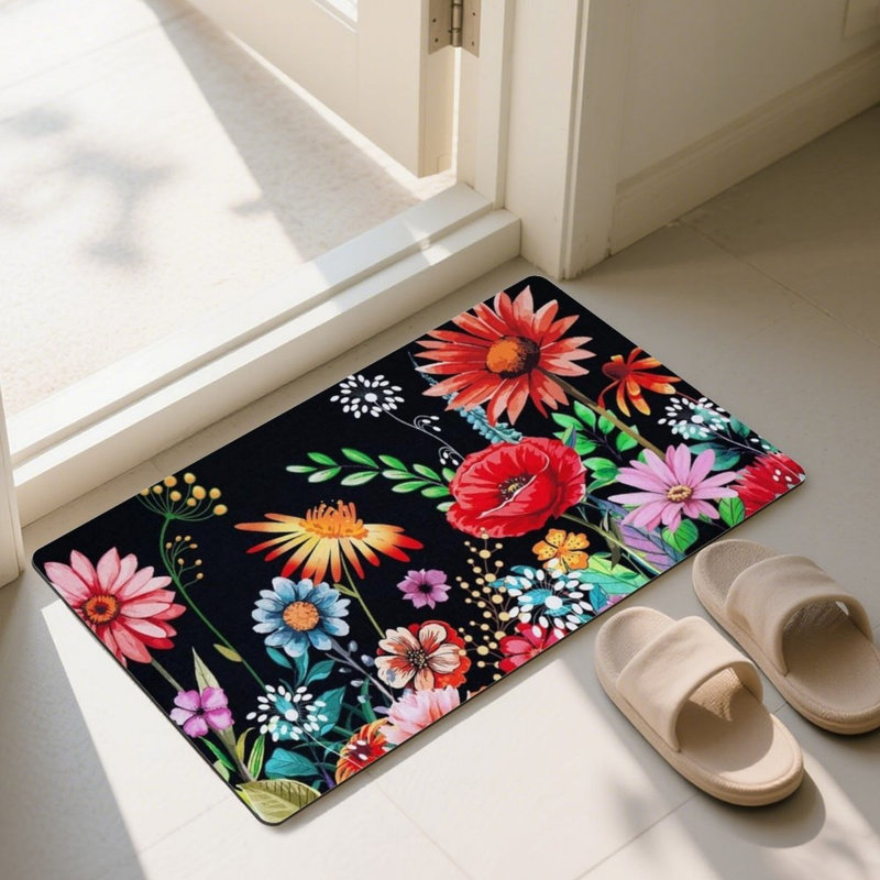Tapis multicolore noir Bold Floral
