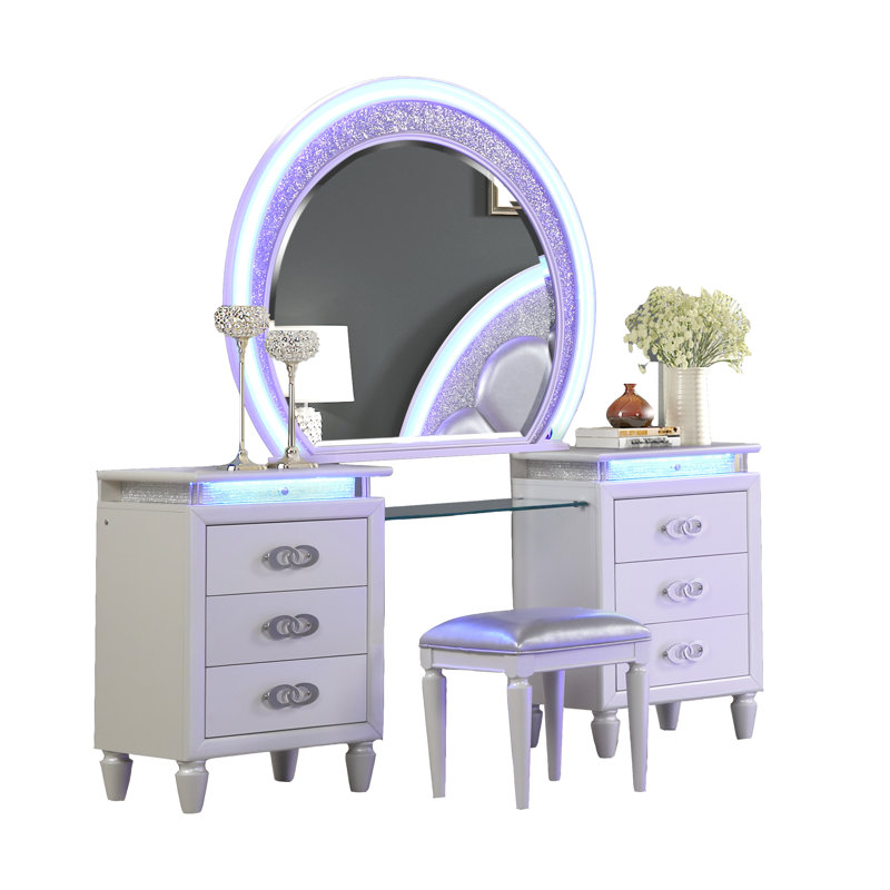 Jorah Vanity Set with Stool and Mirror