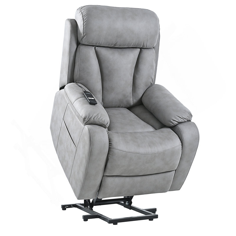 Electric Power Lift Recliner Chair with Side Pocket, Remote Control, Light Gray