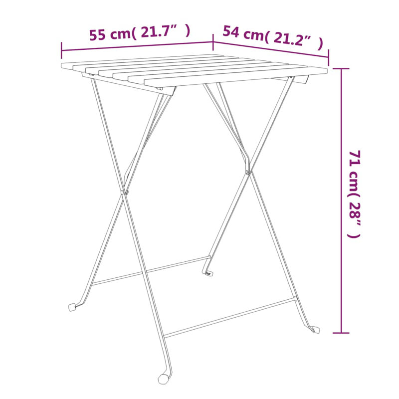 Rheba Rectangular 2 - Person 55cm L Bistro Table