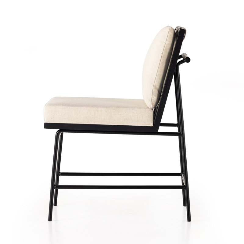 Crete Polyester Blend Upholstered Side Chair, Saville Flax/Brushed Ebony