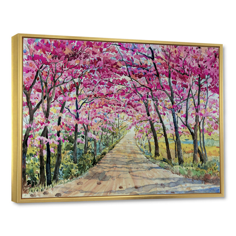 «Path To The Enchanted Pink Forest», reproduction sur toile flottante, H 12 po x l 20 po, Reproduction avec cadre flottant