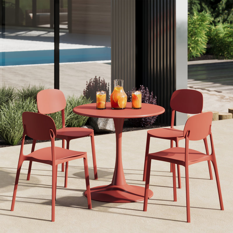 Outdoor Round Dining Set, Red