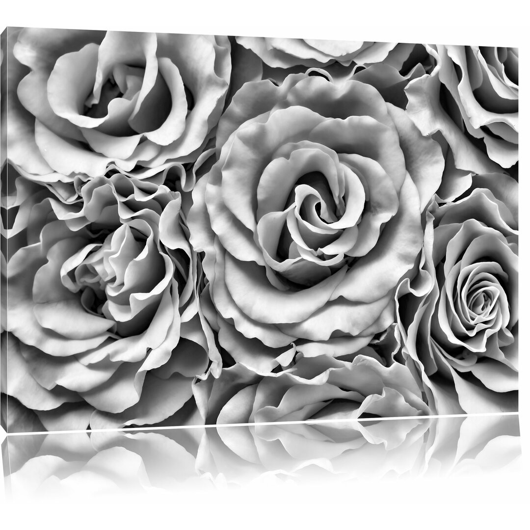 Leinwandbild Blumen Flowers Rosen Gelb Blumenmeer in Monochrom