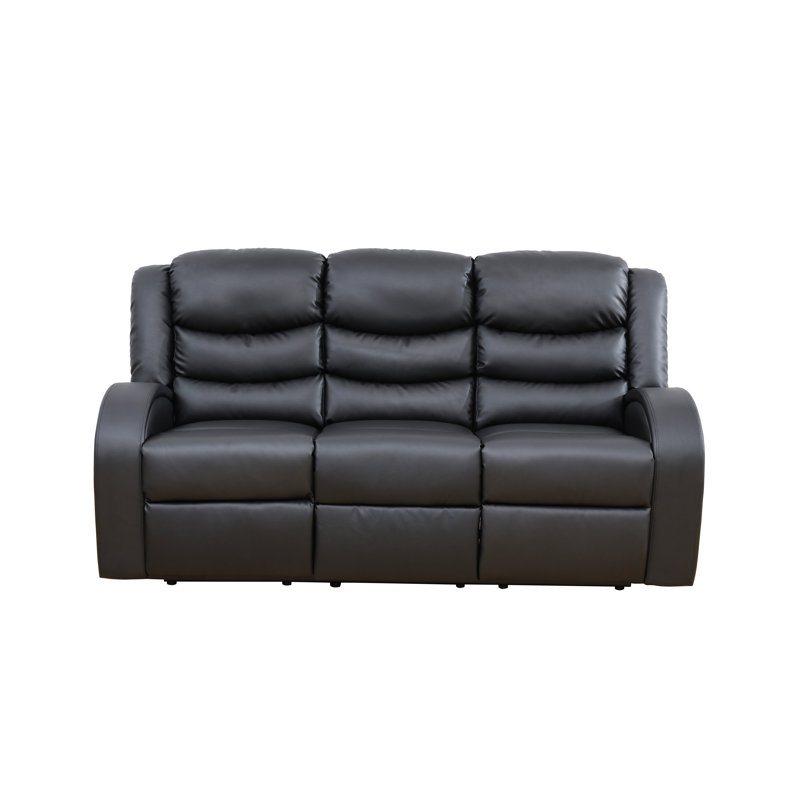72" Luxcomfort Leather Reclining Sofa – Plush Seating For Ultimate Relaxation, Black