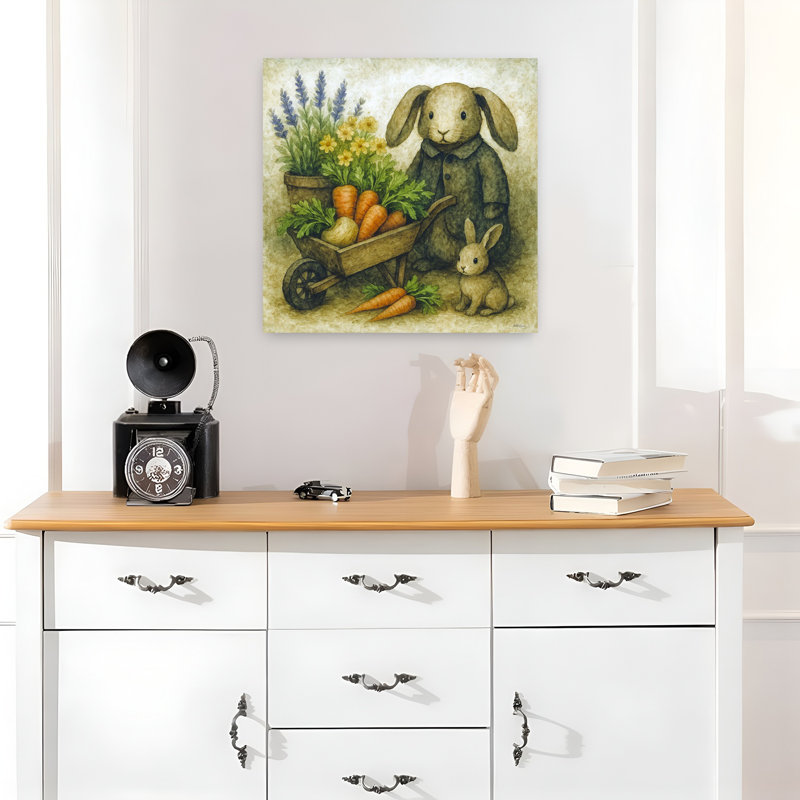 Art contemporain contemporain, fleur de printemps rustique romantique, H 18 po x l 18 po