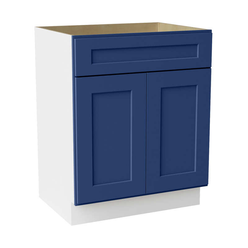 Armoire de salle de bain en bois massif prêt à assembler avec comptoir Shaker - comptoir non inclus, Shaker bleu
