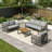 4-Pieces Outdoor Metal Patio Furniture Set, 5-Seat Patio Furniture Sofa Set With Cushion, Modern Outdoor Furniture Deep Seating For Porch, Garden, Backyard, Balcony, Grey & Natural, Outdoor Patio Sofa Outdoor Set