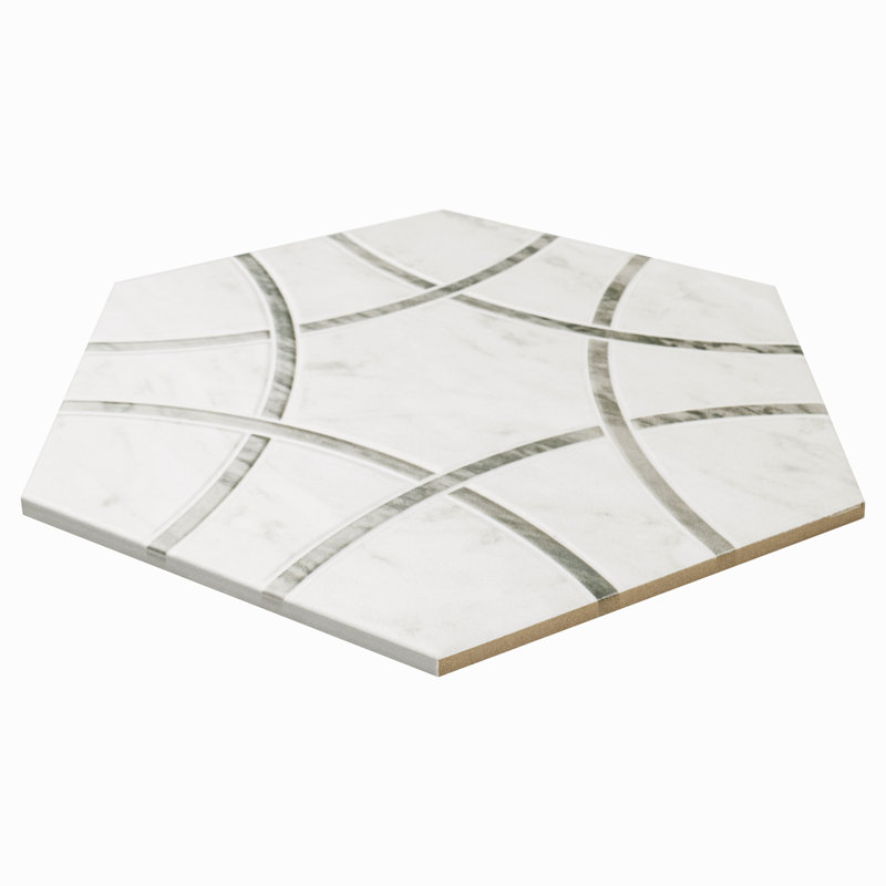 Modulo Mist 11" x 13" Matte Porcelain Hexagon Floor And Wall Tile, Mist