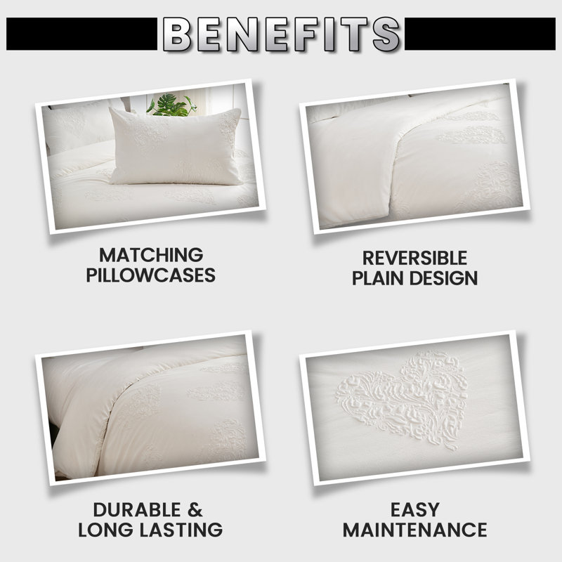 Polyester Geometric Duvet Cover with Pillowcases, 135 x 200 cm, Beige