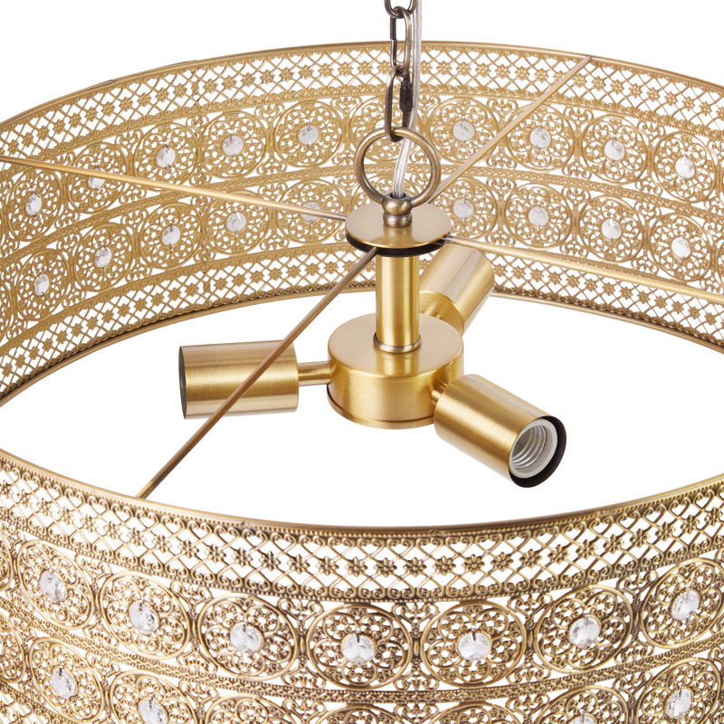 Lustre 3 lumières en laiton et cristal Aubriee