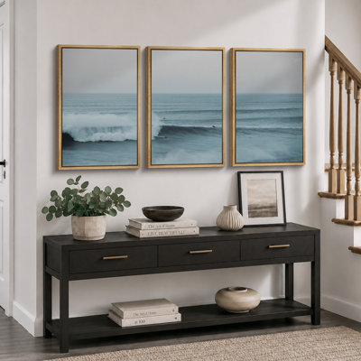 «Coastal Beach», «Surfing Rush Ocean Waves», images murales de décor nautique moderne, impression encadrée sur toile, 3 pièces, art mural: 16 po x 24 po x 3 pièces, 24 po x 36 po x 3 pièces