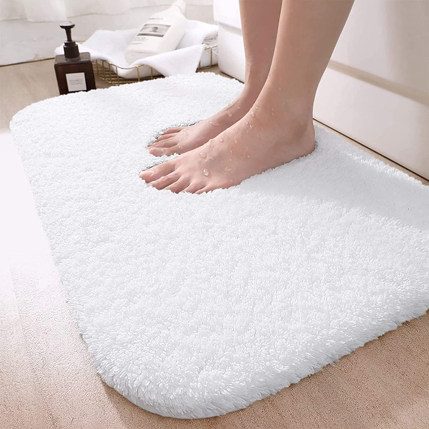 Bath-Mat,Ultra Thin Bathroom Rugs,Rubber Bath Mats for Bathroom Non  Slip,Absorbe