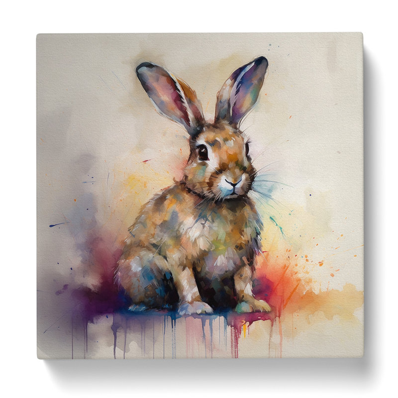 Rabbit Gestural No.2 - Wrapped Canvas, 50cm H x 50cm W x 3cm D