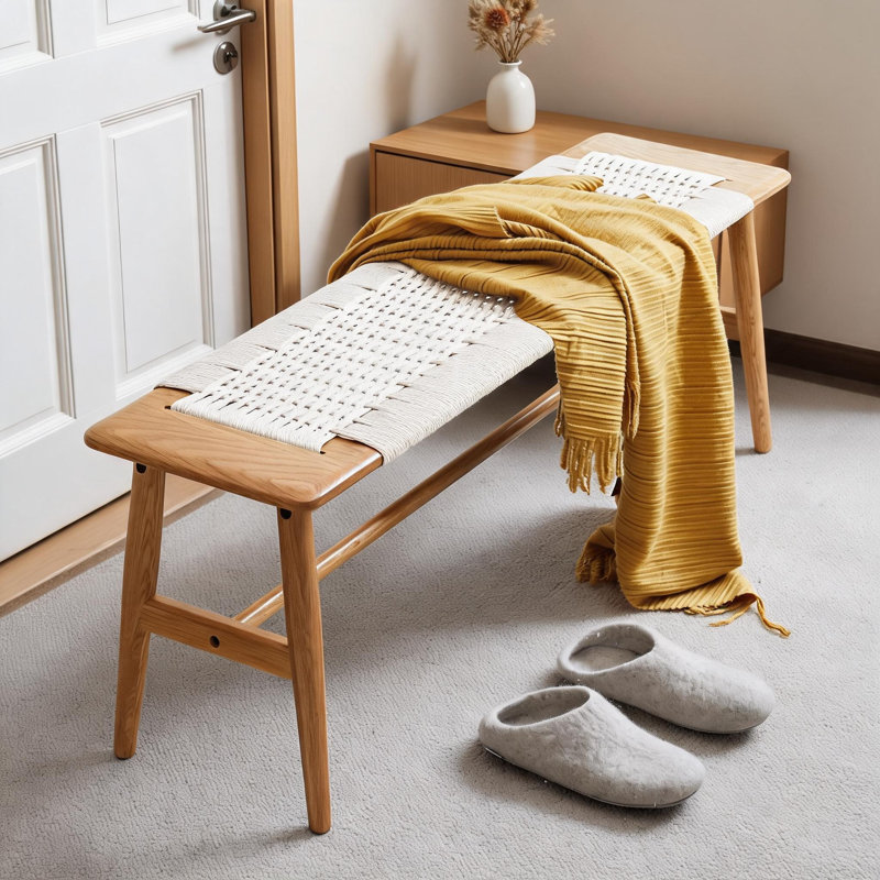 Banc polyvalent en bois massif à assise en bois massif blanc polyvalent pour la salle à manger