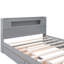 Grand lit plateforme en bois avec rangement à DEL, 2 tiroirs et 1 lit gigogne simple, gris