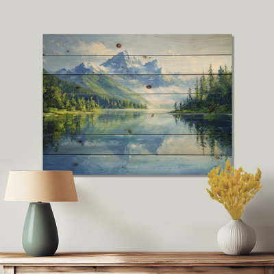 Montagne de montagne dans la vallée des États-Unis III - paysage de montagne, décoration murale en bois - sur bois de pin naturel