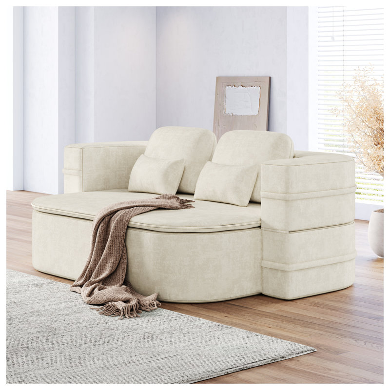 Canapé-lit convertible 75 po Chenille, Beige