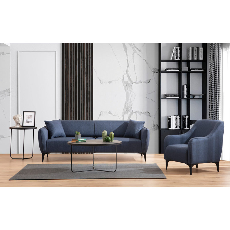 Canapé recouvert, Bleu 100% polyester, H 67 cm x l 220 cm x P 95 cm
