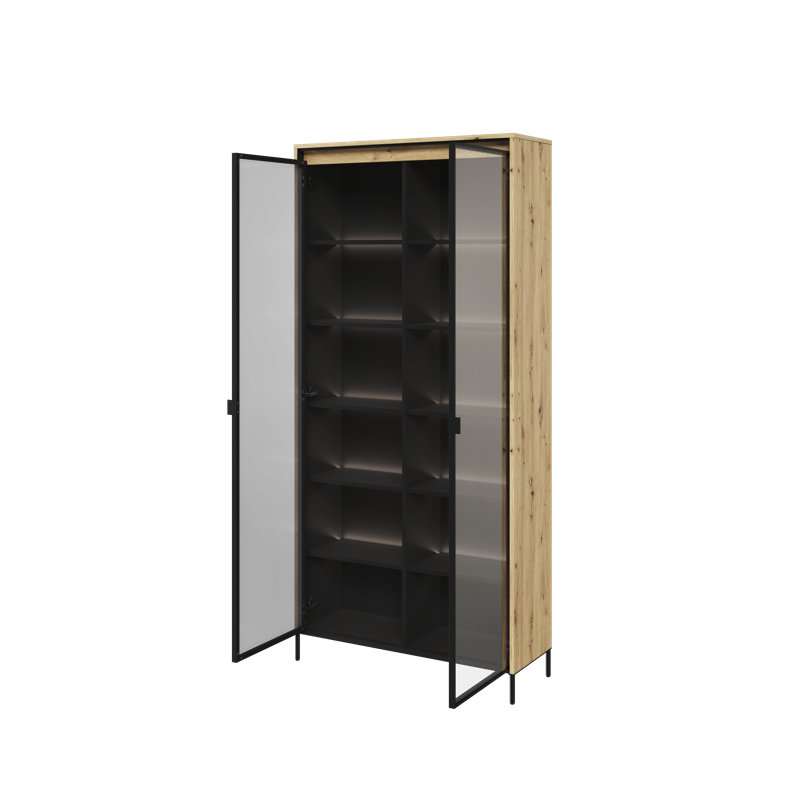 Vannatta Display Cabinet, Oak Artisan/Black
