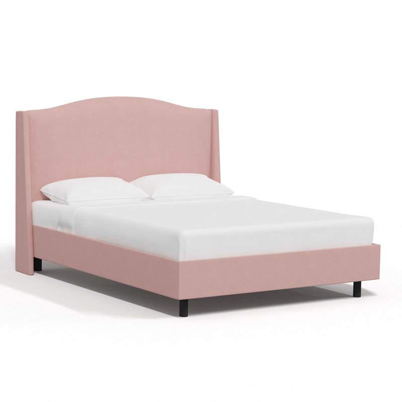 Cealie Upholstered Wingback Bed, Classic Blush Linen, Queen
