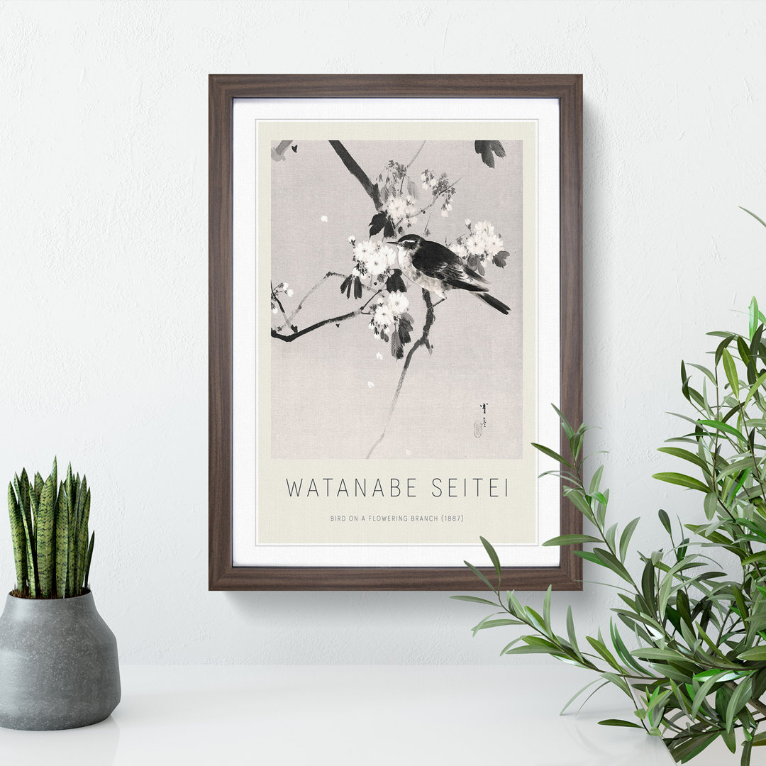 Bird on a Flowering Branch by Watanabe Seitei - Picture Frame Graphic Art