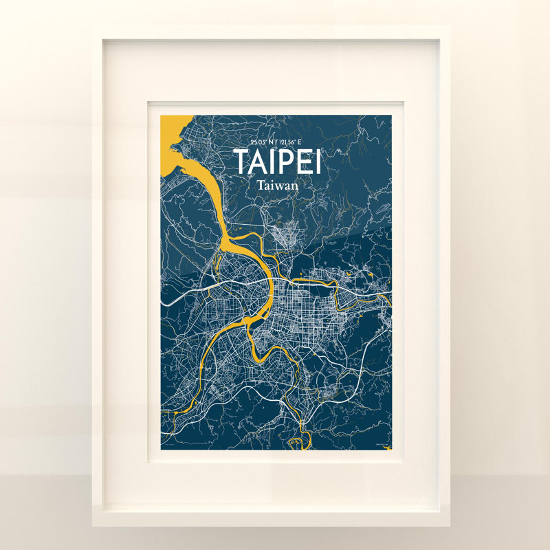 Taipei City Map In Amuse - No Frame Print, 24cm H x 18cm W x 0.05cm D