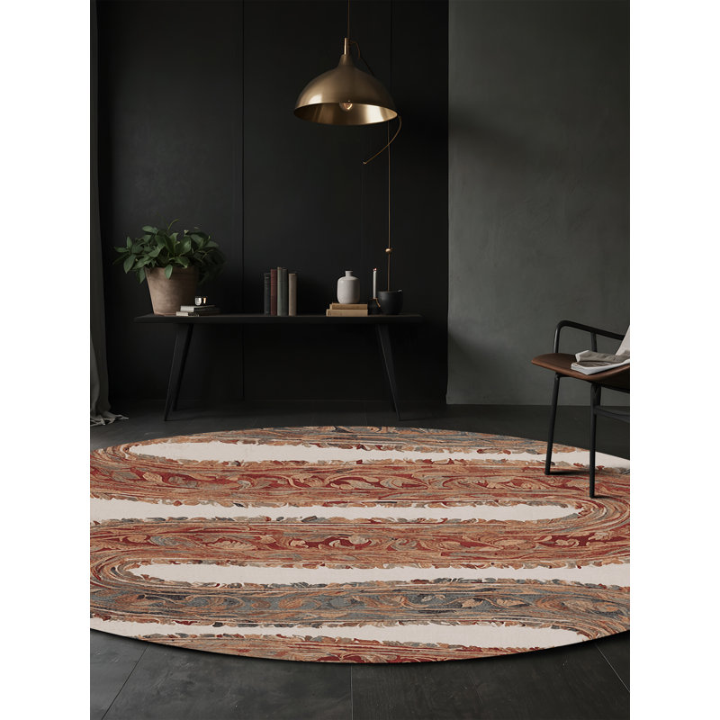 Tapis brun soyeux et moelleux, Rond 3 pi