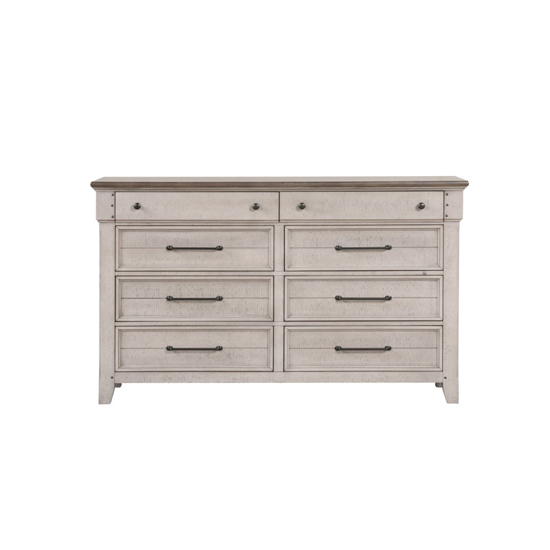 Ophelia & Co. Ken 8-Drawer Bedroom Dresser, Weathered Dusty-taupe Finish