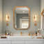 Miroir de salle de bain mural avec armoire de rangement de 29,62 po de hauteur, 19,42 po de profondeur, en métal et en bois synthétique, conception moderne et élégante à illusion flottante, tablettes réglables pour organiser le maquillage