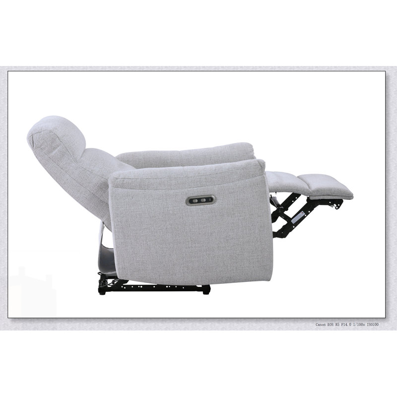 Eastre Gray Chenille Power Motion Recliner With USB And Type C Ports For Ultimate Comfort And Convenience