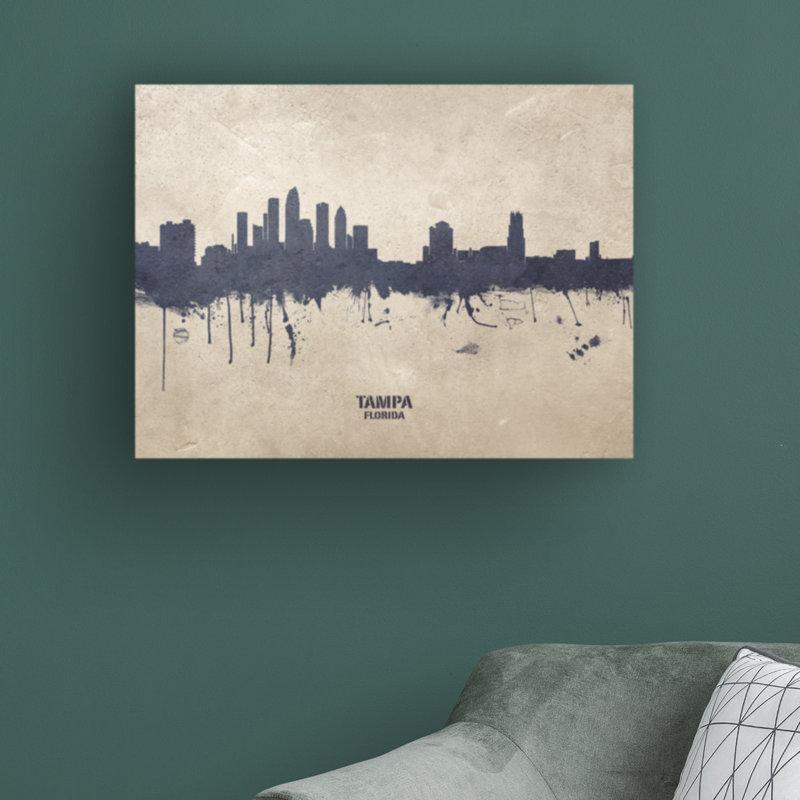 «Tampa Florida Skyline Concrete» par Michael Tompsett, impression sur toile tendue, H 18 po x l 24 po x P 2 po