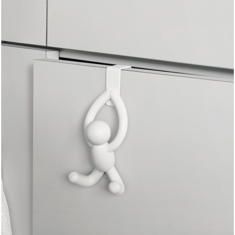 White Plastic and Metal Over-the-Door Buddy Hook Set